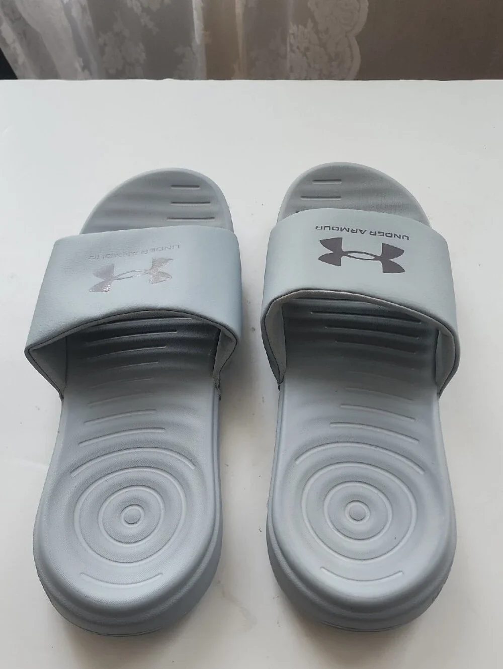 Under Armour Light Gray Logo Slide Sandals